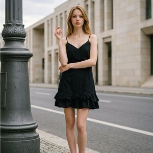 Miami Black Ruffled Mini Dress
